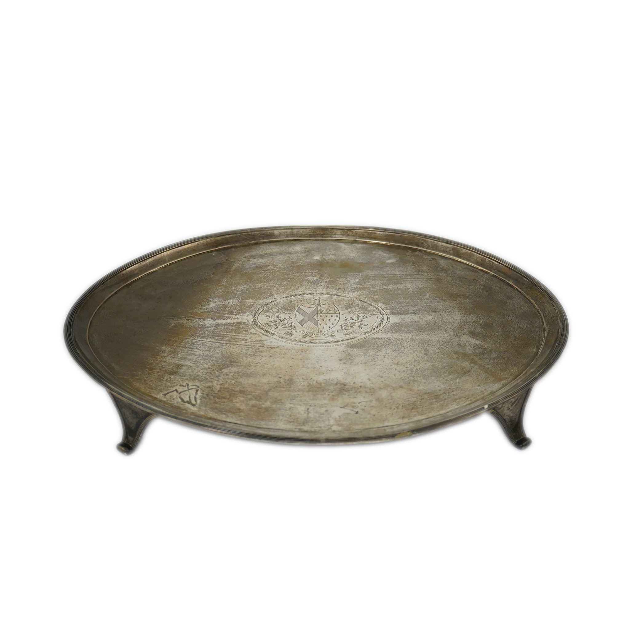 A George III silver oval tea tray by Peter & Ann Bateman